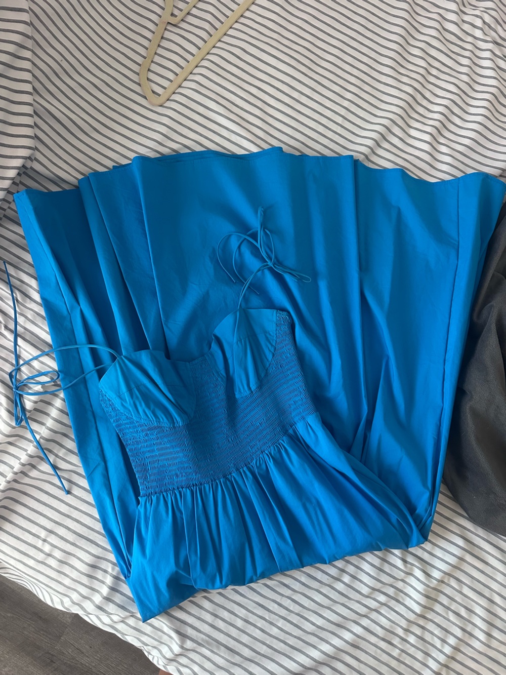 Astr Bright Blue Smocked Midi Dress with Side Slit New worn once for photos - Picture 6 of 7